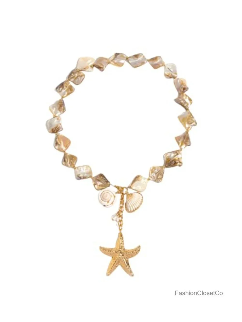 Starfish Shell Necklace Boho Beach Choker Gold Charm Dainty Statement Jewelry